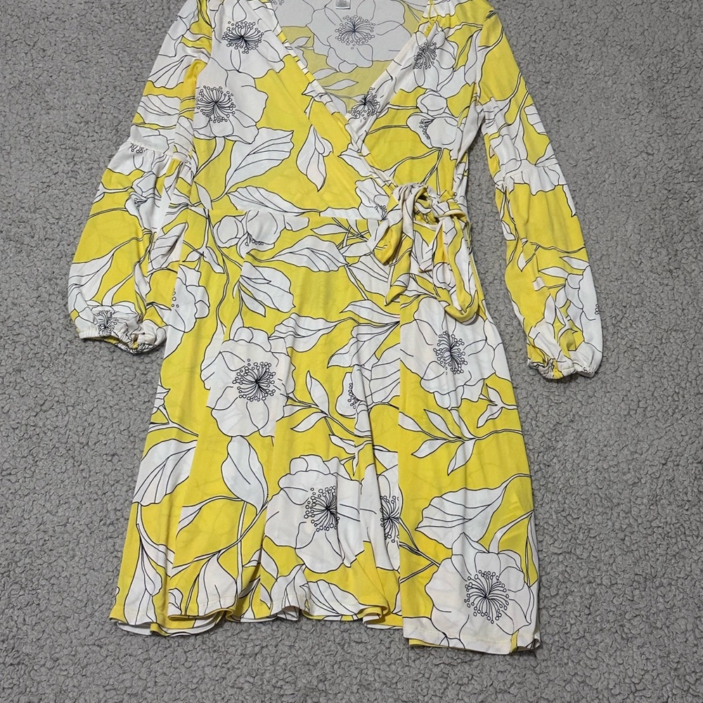 London Times Yellow Floral Wrap Dress